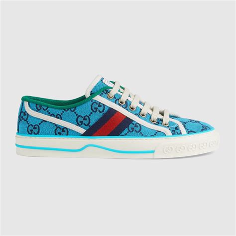 gucci light blue sneaker|blue gucci sneakers women.